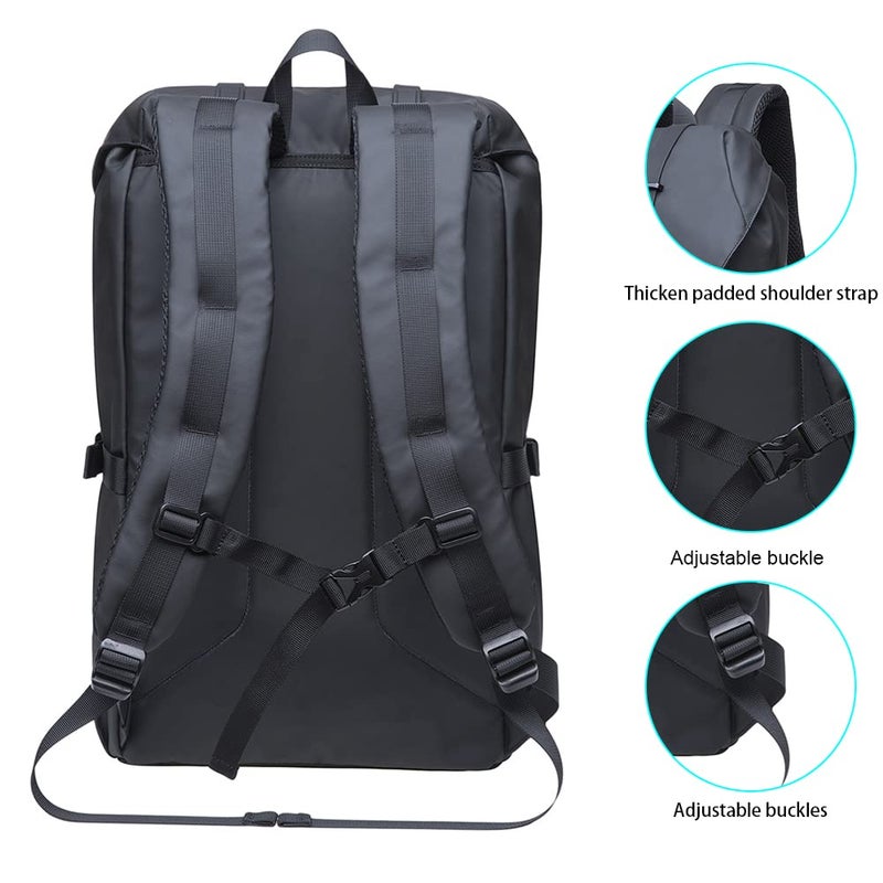 KAUKKO Laptop Outdoor Backpack Traveling Daypack Hiking Rucksack Large Capacity Bag Fits 15.6"(5-8-Black) - Image 5